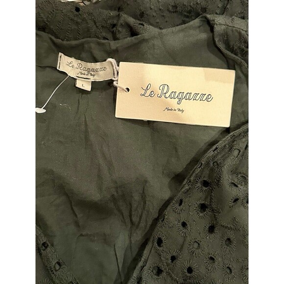 Le Ragazze Made in Italy Black Eyelet V-Neck Dress Size L Large NWT!!! - Picture 4 of 5